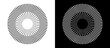 © Mykola Mazuryk - Art sun background. Tattoo template or logo with lines. Design element or icon. Black shape on a white background and the same white shape on the black side.