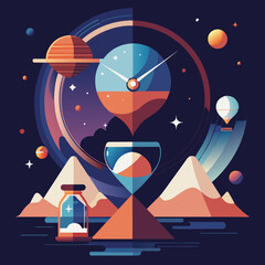 Poster - An abstract composition exploring the concept of time and space. vektor illustation