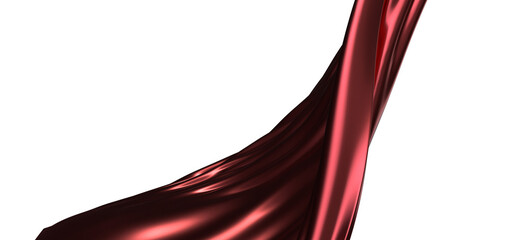 Canvas Print - red wave silk satin fabric on white background for grand opening ceremony other occasion - PNG