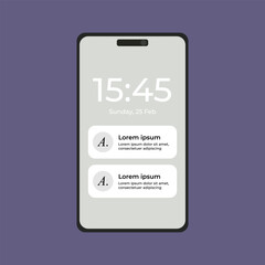Fototapete - mobile phone with shopping cart. iphone notification boxes template. smartphone warning or message i