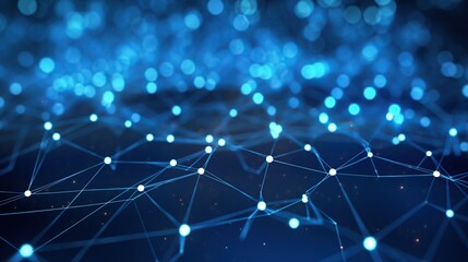 Poster - Abstract connectivity maps with nodes and connections, embodying virtual networks, suitable for digital science and technology insights.