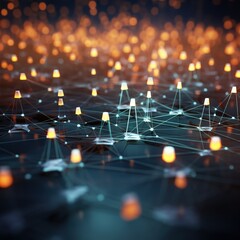 Poster - Network pattern visuals with interconnected points and links, representing the digital age, ideal for technology education and scientific presentations.