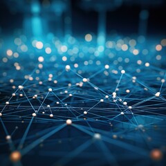Poster - Schematic renderings of interlinked networks, symbolizing digital infrastructures, perfect for information technology and science themes.