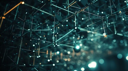 Poster - Graphical network constructs with points and connecting beams, symbolizing technological connectivity, perfect for science education and tech design.