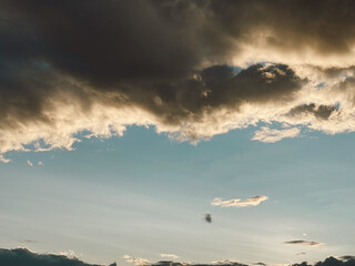 sunset with blue sky and falling shine. Medellin, Antioquia, Colombia. 