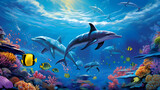 Fototapeta Fototapety do akwarium - Enthralling Marine Sanctuary: A Voyage into the Colorful Depths of Underwater Life