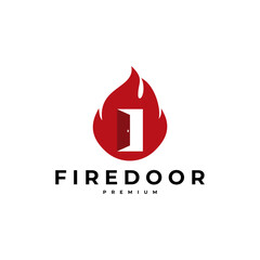 Wall Mural - FIRE DOOR FLAME LOGO VECTOR ICON ILLUSTRATION