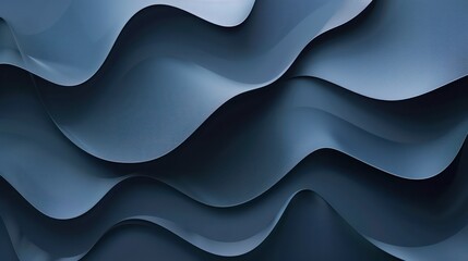 Wall Mural - Dynamic smoothed 3D-rendered abstract background with dark black colors