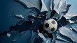 Soccer Ball Bursting Through Metal Wall