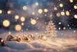 Christmas winter background with snow and blurred bokeh Merry christmas and happy new year greeting card