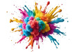 Colorful rainbow holi paint color powder explosion isolated white background Color splash