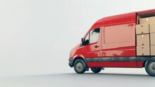 Delivery Van With A Paper Boxes On White Background, 3d Rendering 