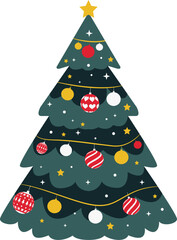 Wall Mural - Christmas tree decoration illustration