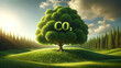Vibrant Grass and Tree CO2 Oxygen Production Concept