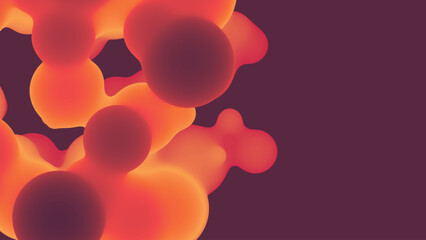 Aufkleber - Abstract 3d fluid metaball shape with colorful balls. Synthwave liquid pastel organic droplets with gradient color.