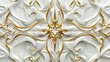 minimalist white and gold 3d rendered elegant art nouveau floral style pattern, for ceiling, wall wallpaper, packaging, and more printing product