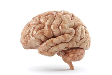 3d realistic illustration of the human brain side/ lateral view isolated on a white background. heal