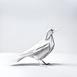 Taube in geometrischen Formen, wie 3D Papier in weiß wie Origami Falttechnik Vogel Symbol Wappentier Logo Vorlage wildlebende Tiere