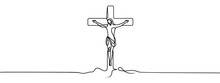 Continuous Line Of Jesus Christ.one Line Drawing Of The Lord Jesus Being Overtaken.line Art Of The Event Of The Crucifixion Of Jesus Christ