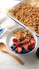 Wall Mural - homemade granola with berries and yogurt