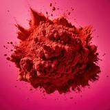 Fototapeta Koty - Dynamic explosion of red powder, bright color splash abstract background