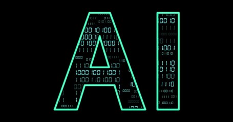Poster - Animation of ai text with binary coding and data processing