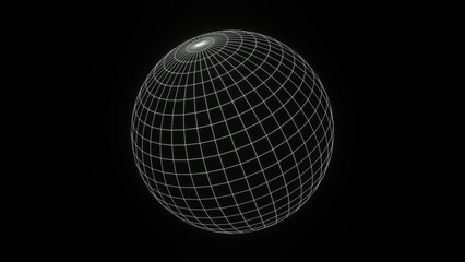 3d render white wireframe grid sphere glob ball. retro neon y2k 90s 80s vaprowave retrowave backgrou