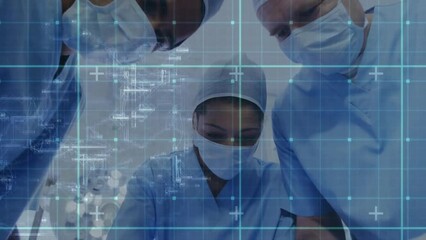 Aufkleber - Animation of data processing over diverse surgeons in hospital