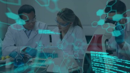 Poster - Animation of scientific data processing over diverse scientists in laboratory