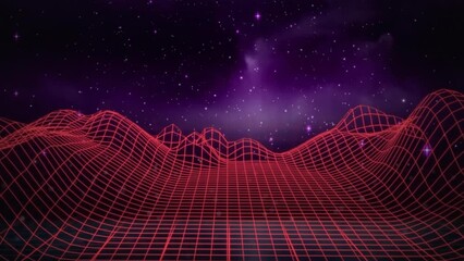 Poster - Animation of neon triangle and data processing over metaverse