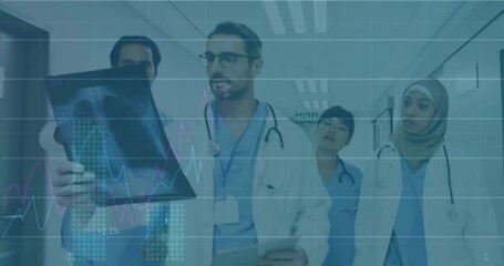 Poster - Animation of financial data processing over diverse doctors in hospital