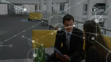 Poster - Animation of network of connections over diverse businesspeople