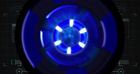 Poster - Animation of data processing over scope scanning on black background
