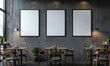 © TheoTheWizard - Blank menu board on table in coffee shop cafe. Blurred background