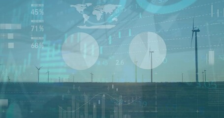 Poster - Animation of financial data processing over wind turbines