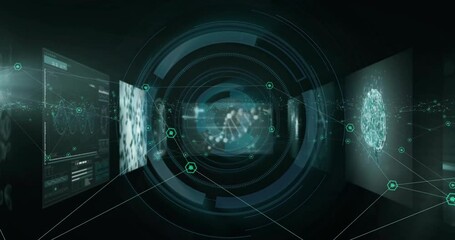 Poster - Animation of padlock and data processing over screens