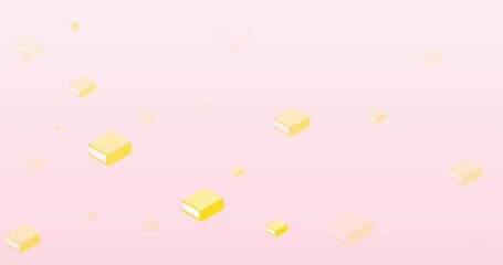 Sticker - Animation of yellow books over white background