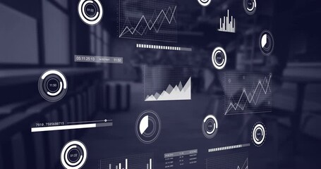 Poster - Animation of data processing and diagrams over office
