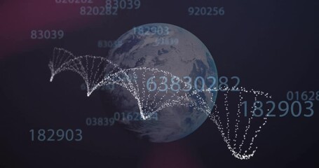 Poster - Animation of dna strand over globe and data processing