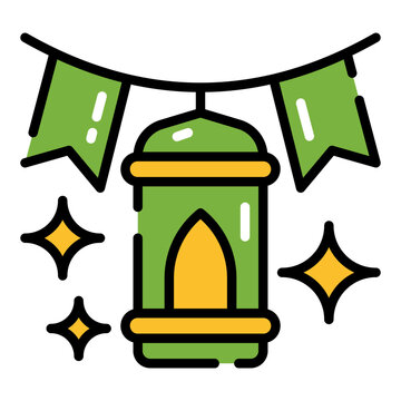 Islamic Decoration for Ramadan Simple Line Icon Logo Symbol