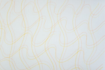 Wall Mural - overlapping yellow and orange wavy color pencil marks (with patterned lines) on tracing paper