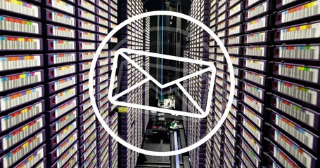 Poster - Animation of envelope and circle over server room