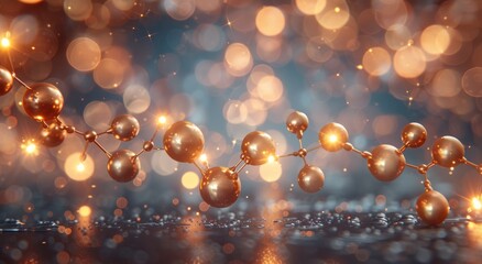 Poster - A stunning amber molecule illuminated by soft, golden lighting captivates the eye and evokes a sense of scientific wonder