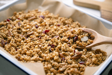 Wall Mural - homemade granola in iron pan