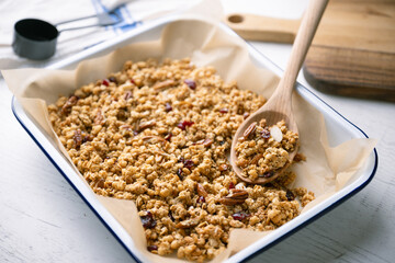 Wall Mural - homemade granola in iron pan