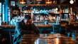 Man sitting alone in a bar looking distressed representing loneliness, contemplation, stress, and reflection.