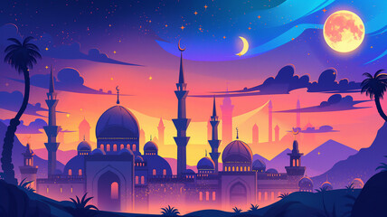 Wall Mural - Ramadan, fasting, iftar and celebration cards