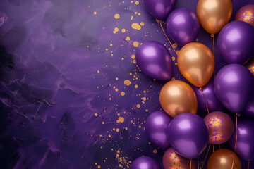 Wall Mural - colored balloons on purple background