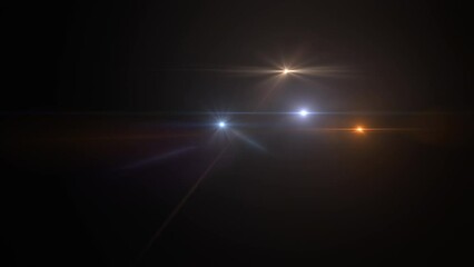 Wall Mural - abstract blue gold orange optical shine light lens flares moving from bottom left to center animatio