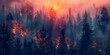 © Ziyan Yang - Forest fire, many acres of pine trees burn down during the dry season. Wildfire burns in the forest.The concept of global cataclysms on earth.